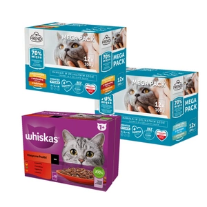 WHISKAS Adult sáčky 12x85g + Frendi sáčky 24x100g Mix chutí